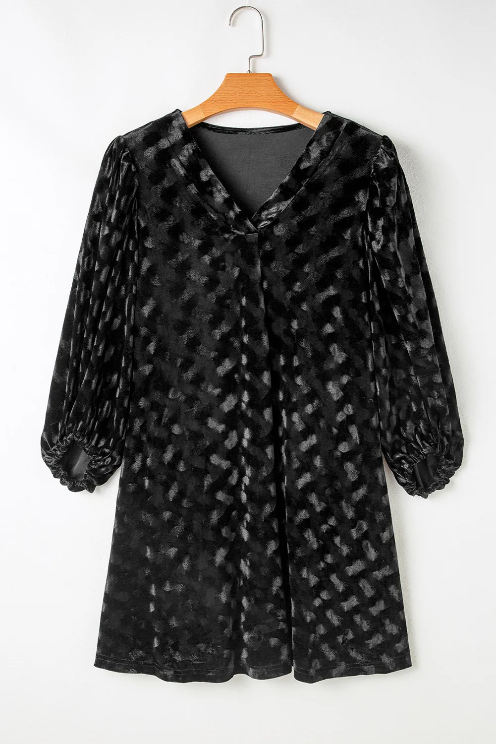 V-Neck Three-Quarter Sleeve Velvet Mini Dress, image 7