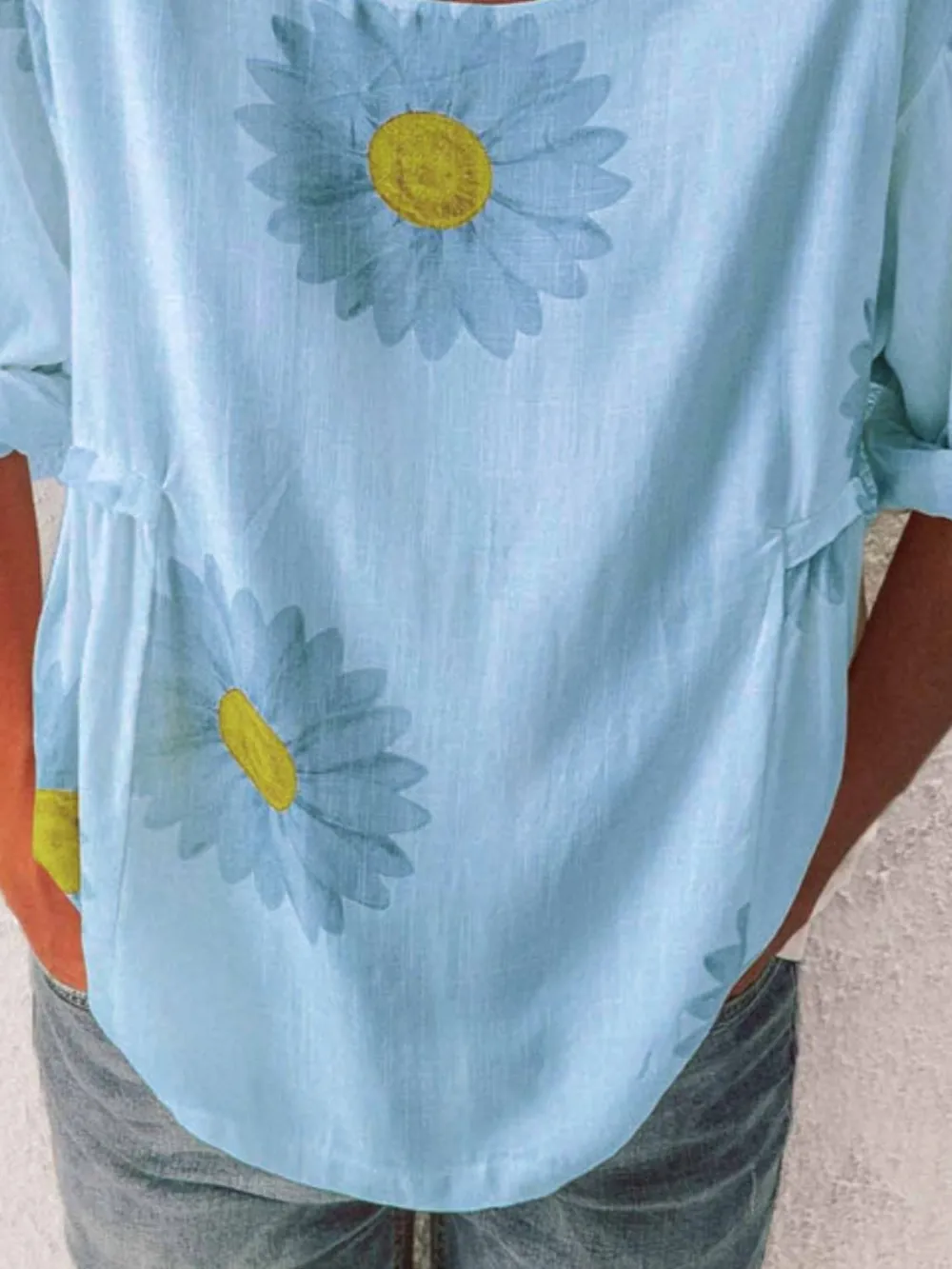 Full Size Flower Round Neck Half Sleeve T-Shirt Plus Size, image 8