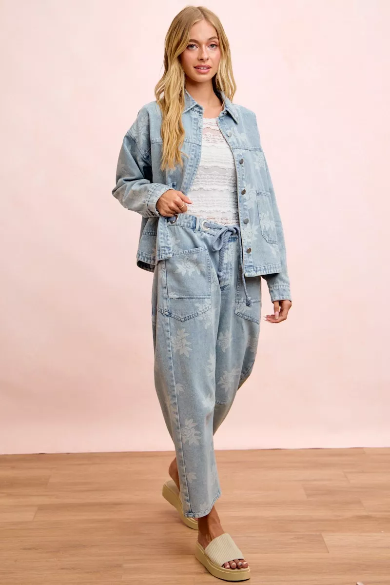 BiBi Printed Washed Denim Jacket With Pocket, image 16