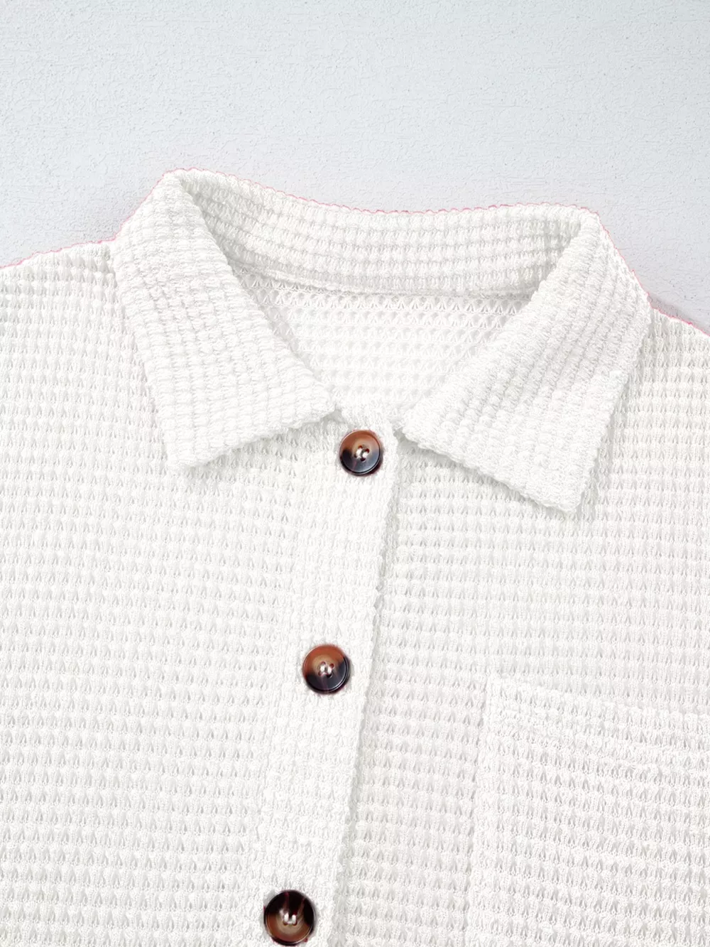 Waffle Knit Button Detail Top, image 14