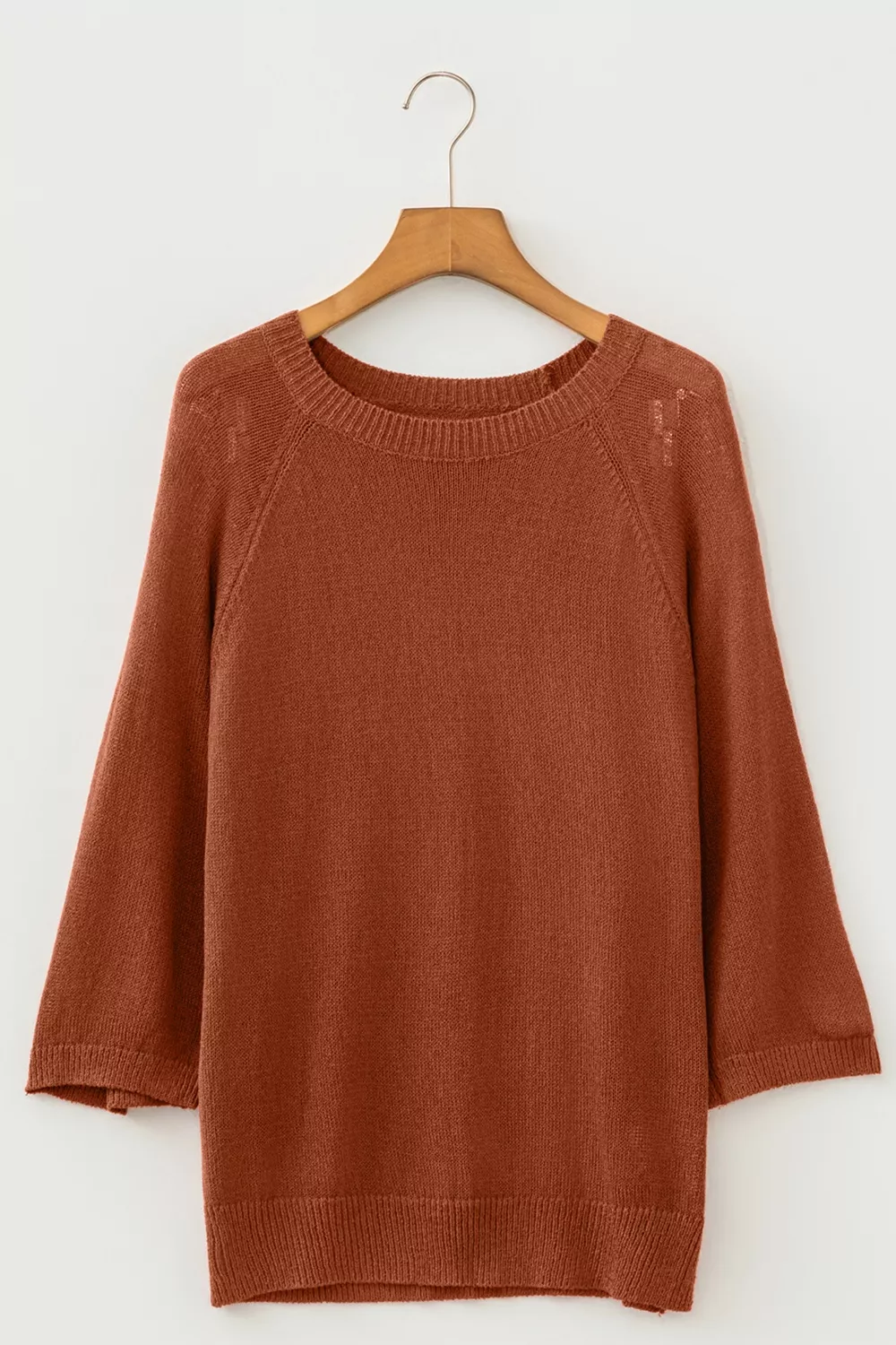 Ribbed Knit Round Neck Short Sleeve Sweater, image 5