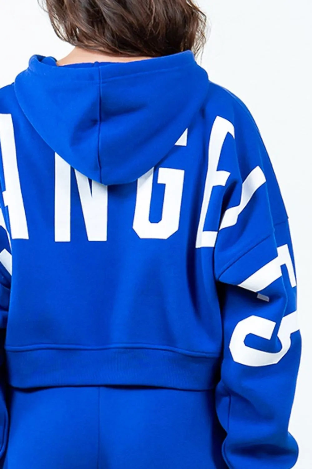 Letter Graphic Long Sleeve Drawstring Cropped Hoodie, image 3