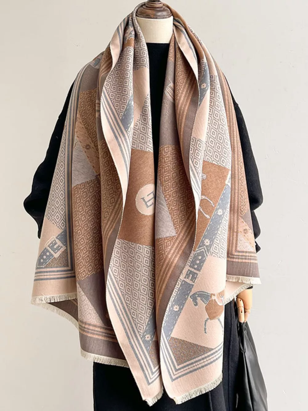 Equestrian Print Reversible Scarf, image 4