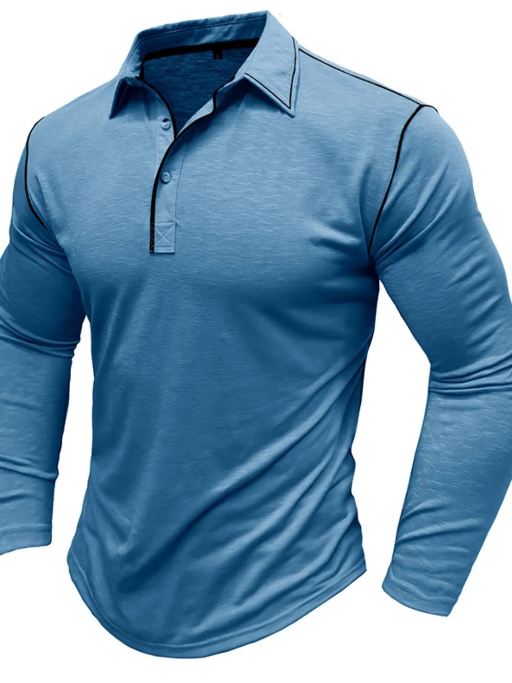 Men's Button Detail Long Sleeve Polo, image 9