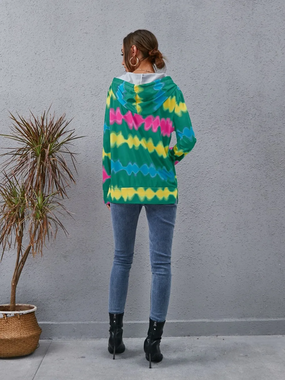Contrast Quarter Zip Dropped Shoulder Hoodie, image 10