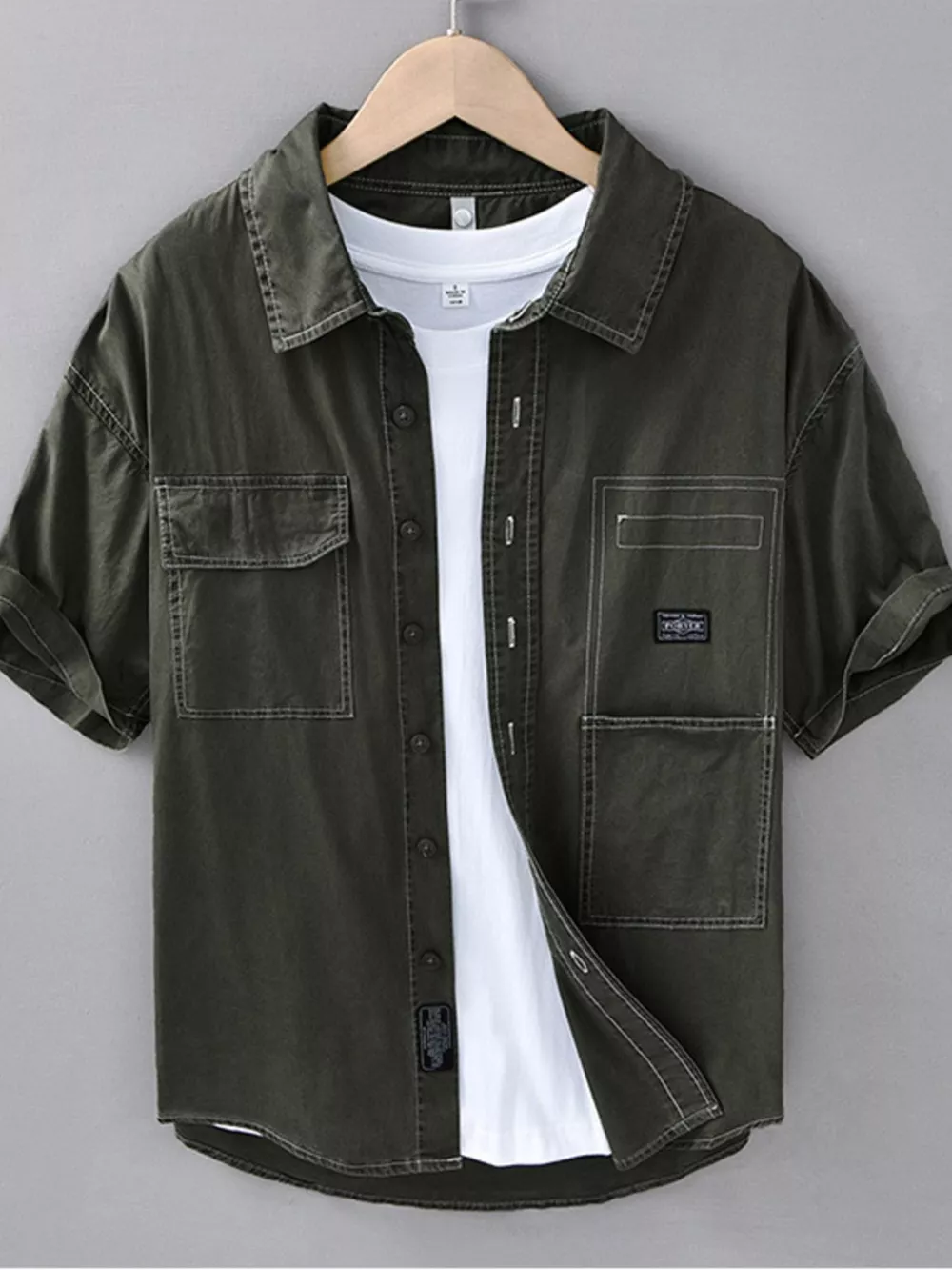 Men's Plus Size Button Up Short Sleeve Shirt