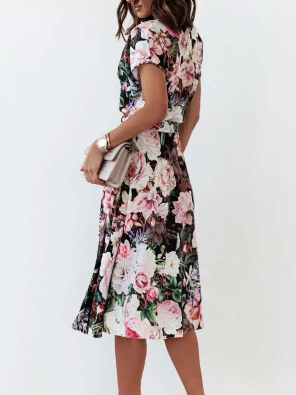 Floral Short Sleeve Midi Dress, image 7