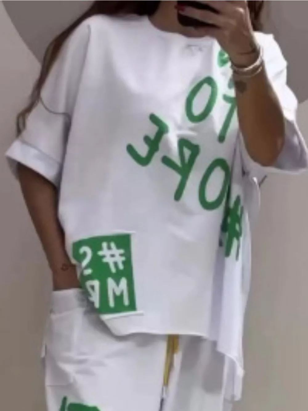 Full Size Letter Round Neck Tee and Drawstring Pants Set Plus Size, image 11