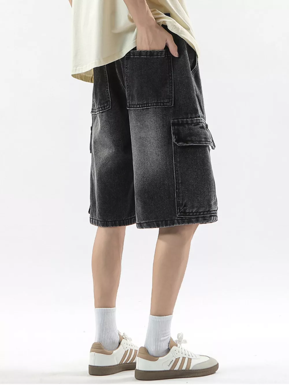 Men's Full Size Wash Drawstring Cargo Shorts Plus Size, image 7