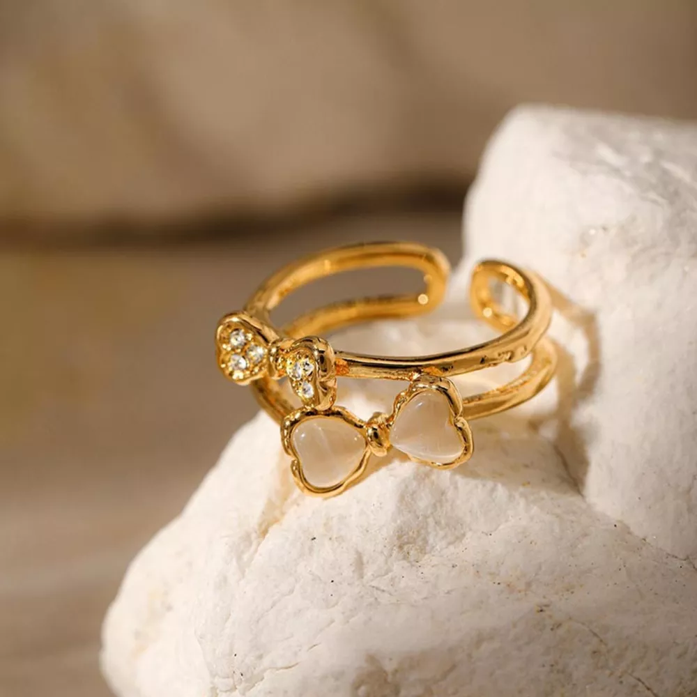 18K Gold-Plated Bow Open Ring, image 2