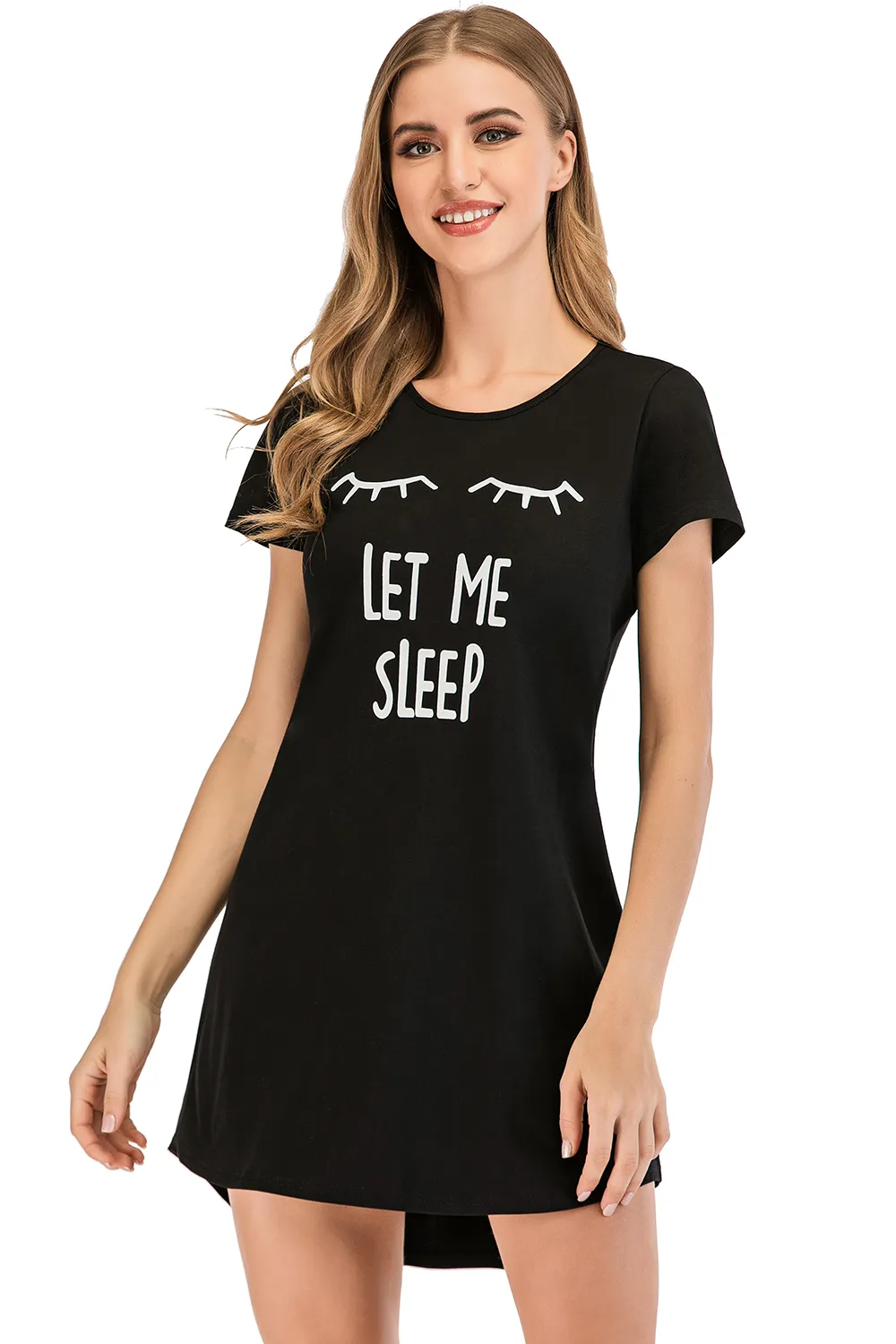 Graphic Round Neck Short Sleeve Lounge Dress, image 13