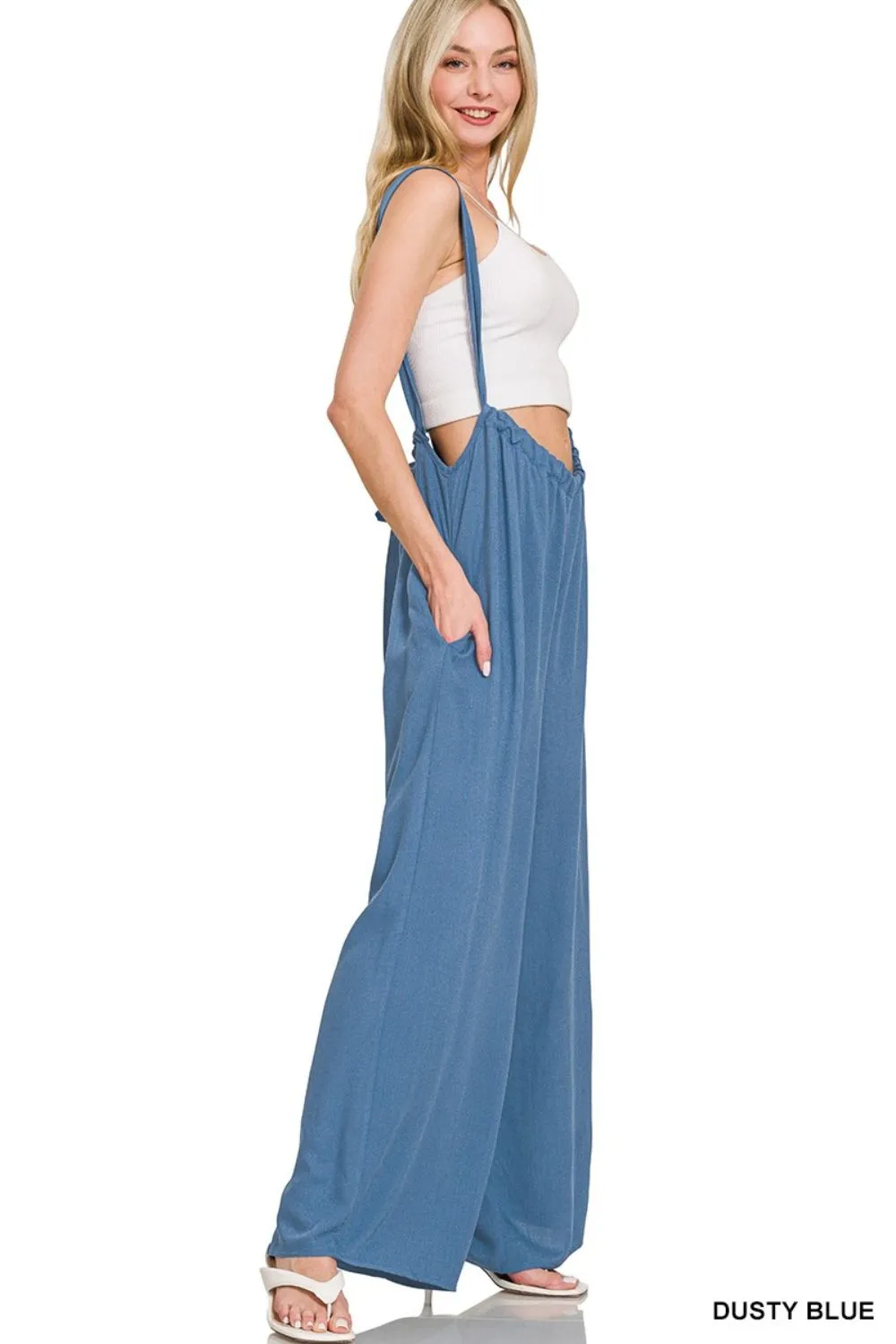 Woven Tie Back Suspender Jumpsuit, image 3
