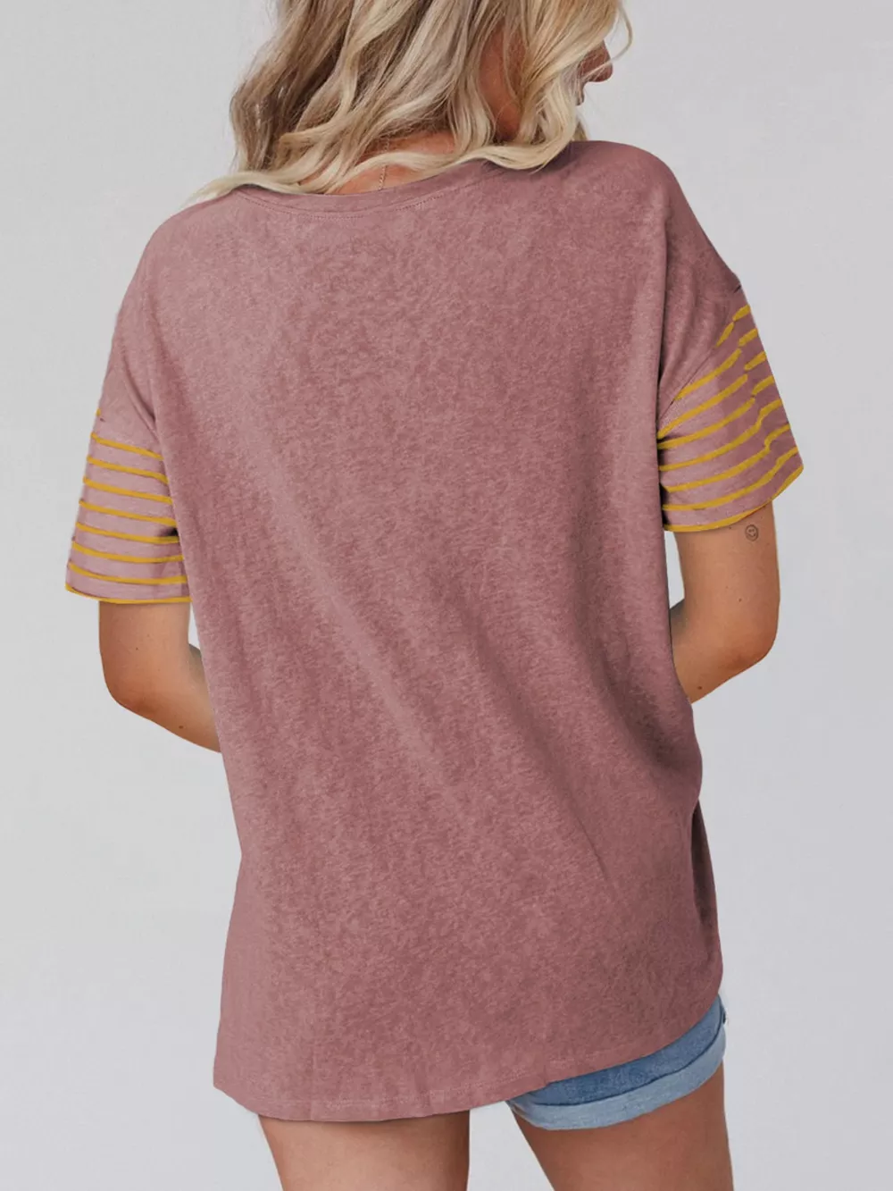 Color Block Striped Detail Loose T Shirt, image 3