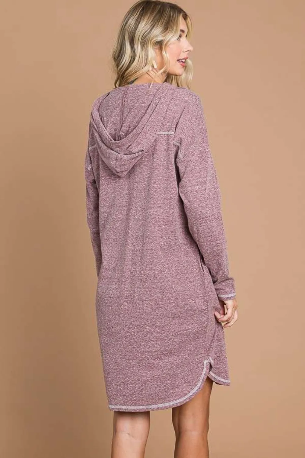 Full Size Hooded Long Sleeve Sweater Dress, image 2