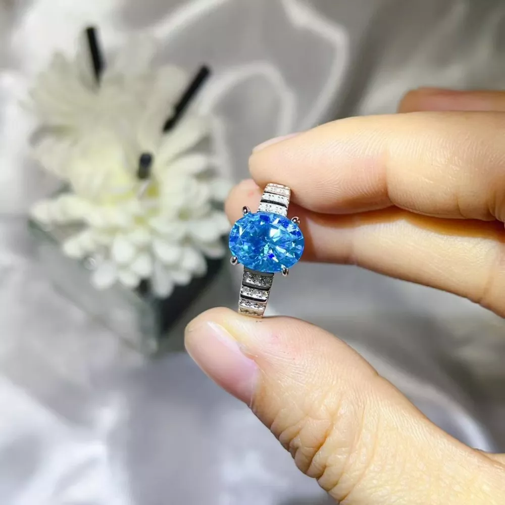 3 Carat Moissanite Oval 925 Sterling Silver Ring, image 2