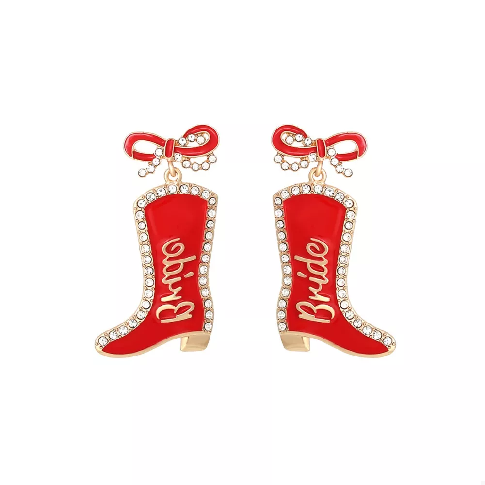Cowgirl Boot Dangle Earrings with Bow, image 8