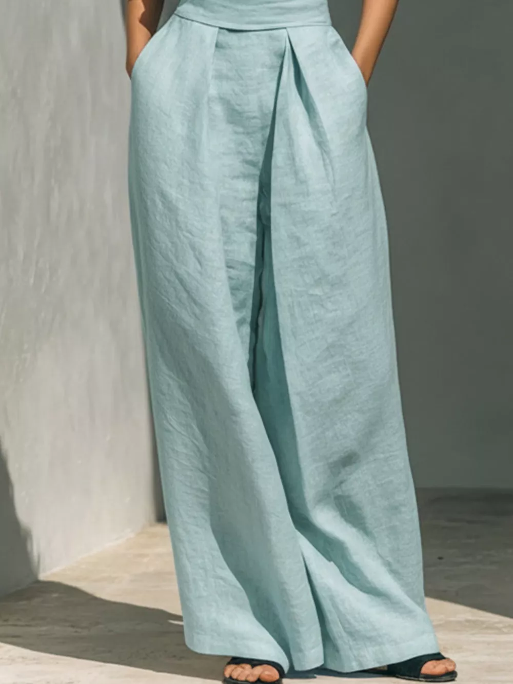 Full Size Turtleneck Sleeveless Top and Wide Leg Pants Set Plus Size, image 7