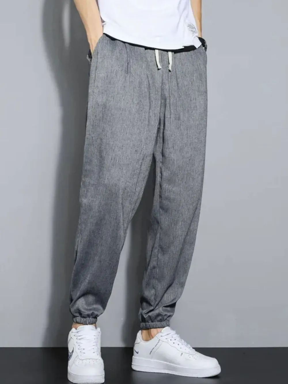 Men's Plus Size Casual Drawstring Jogger Pants, image 2