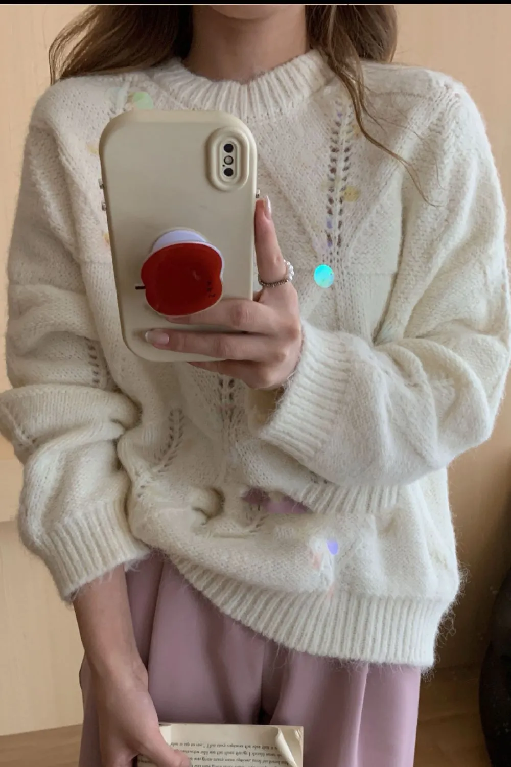 Sequin Round Neck Long Sleeve Sweater, image 8