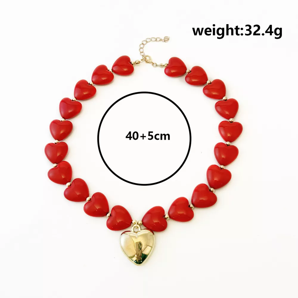 Heart‑Shaped Resin Beaded Necklace, image 6