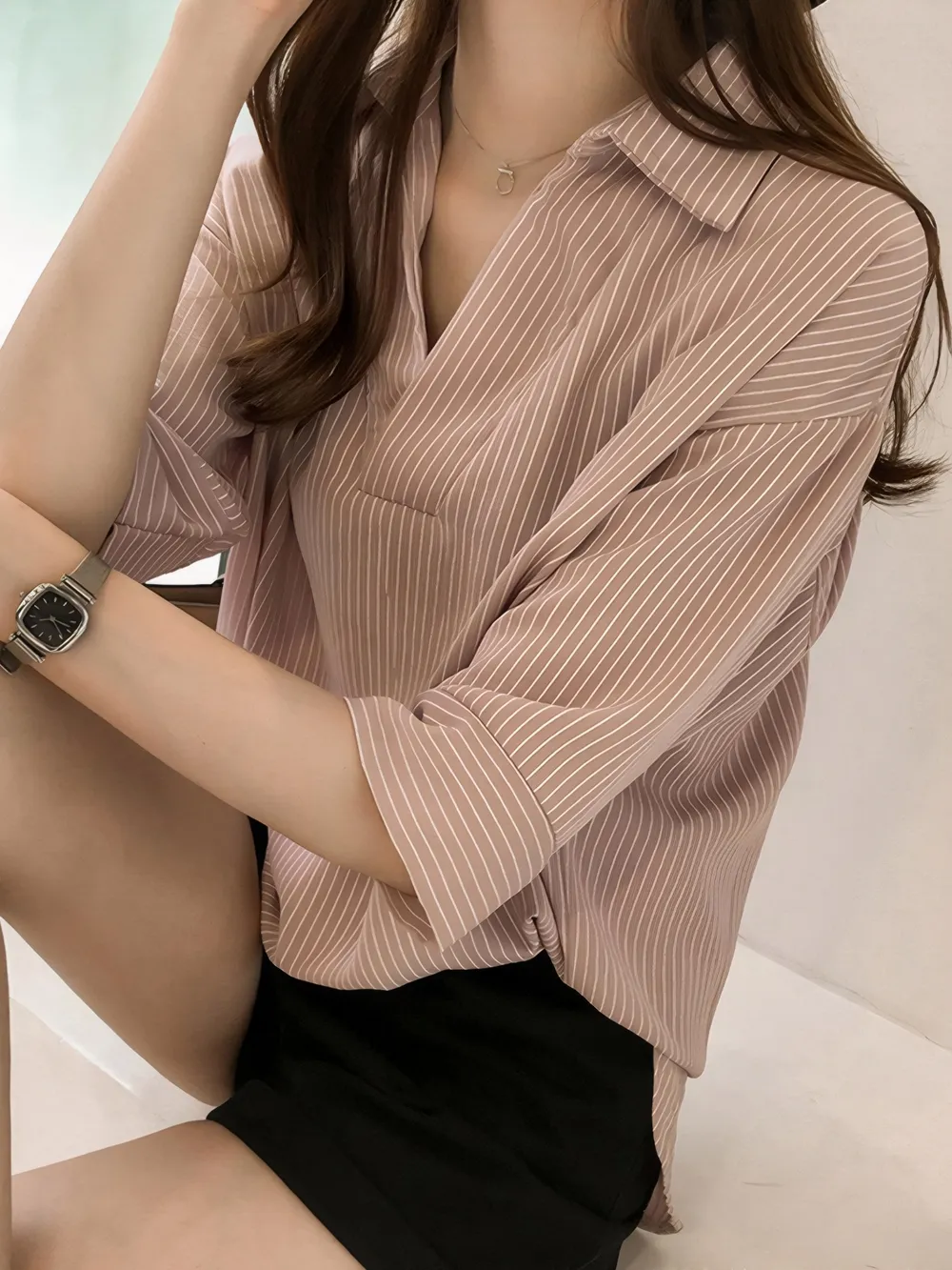 Striped Collared Neck Shirt, image 7