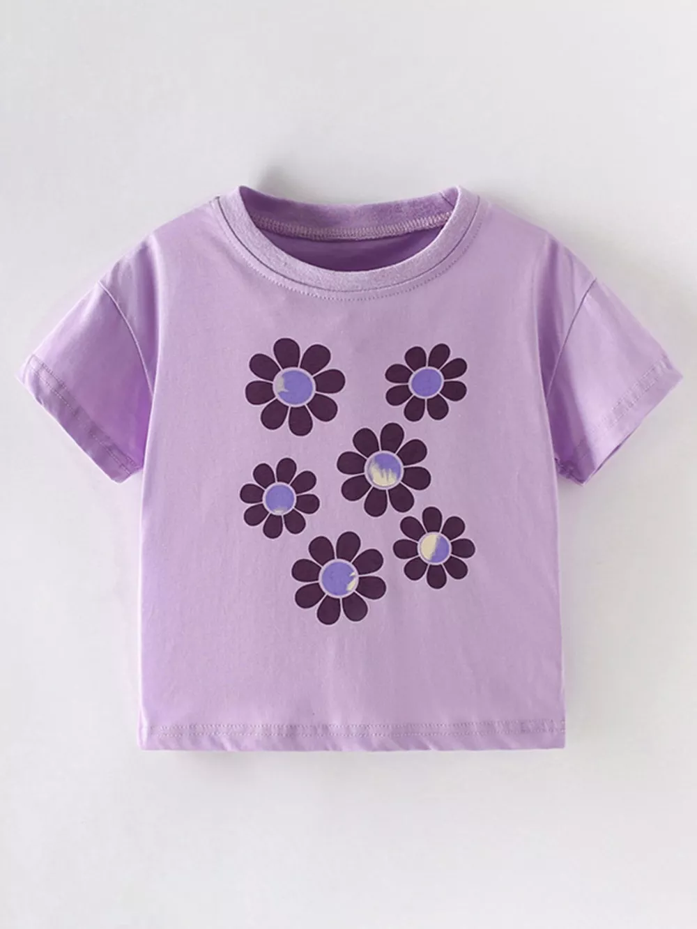 Children's Cute Floral Print Short Sleeve T-Shirt