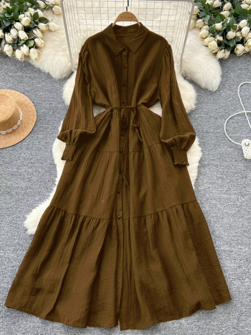 Button Down Tiered Long Sleeve Dress, image 11