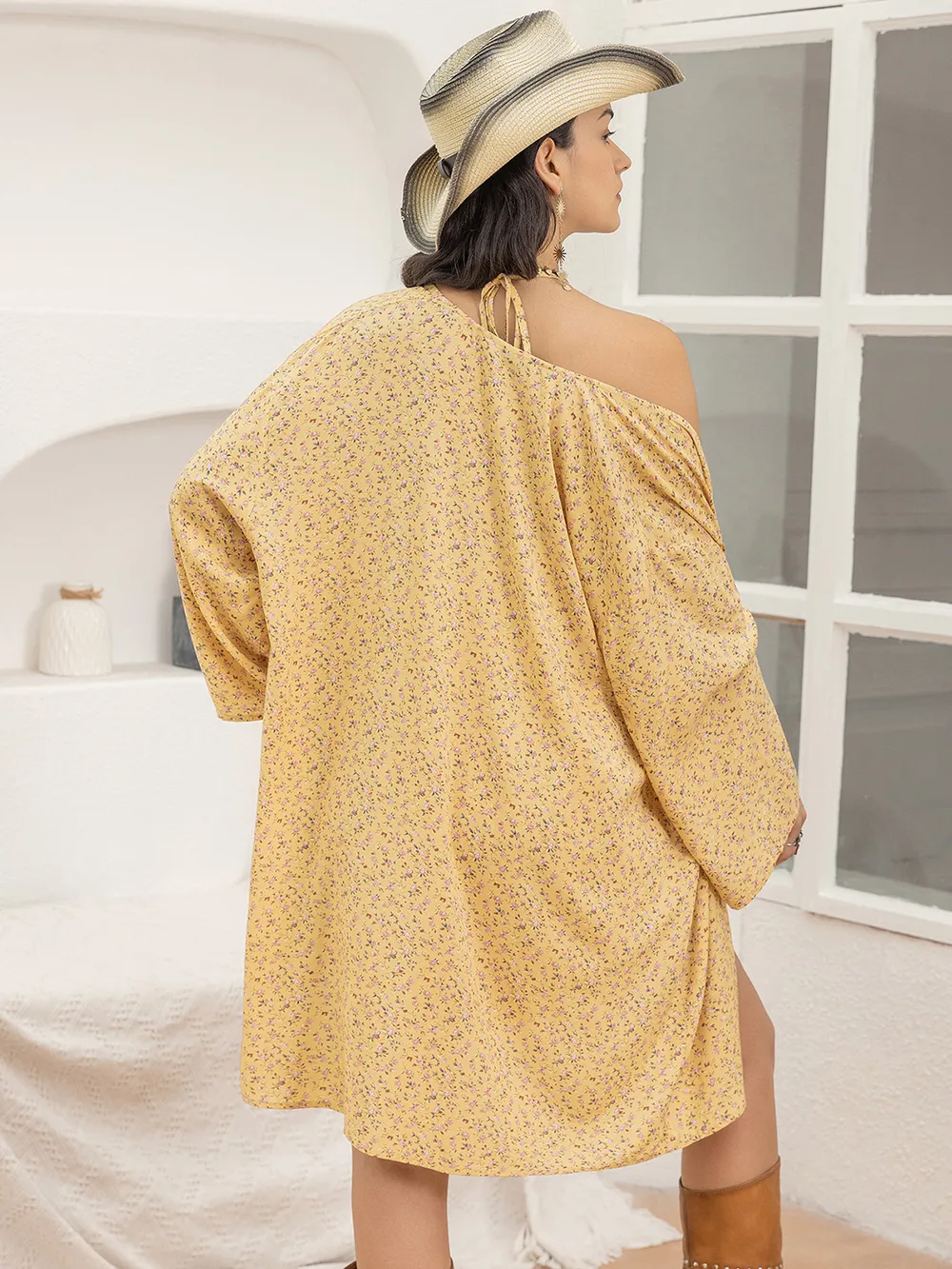 Printed Halter Neck Romper and Cover Up Set, image 4