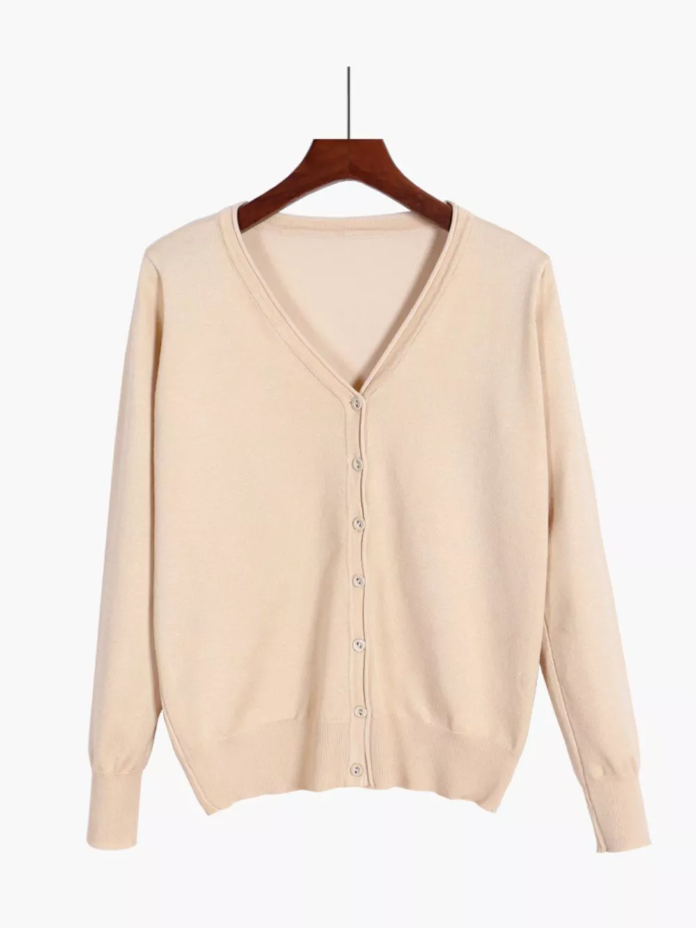 Classic V-Neck Button-Down Knit Cardigan, image 14
