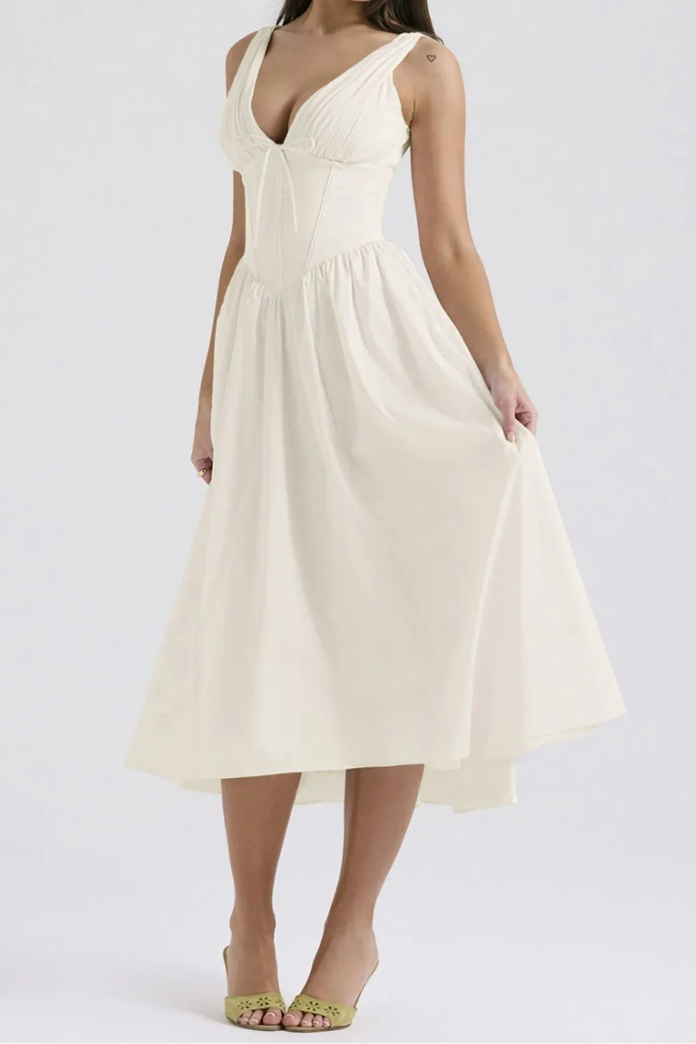 Ruched V-Neck Sleeveless Dress with Pockets, image 14