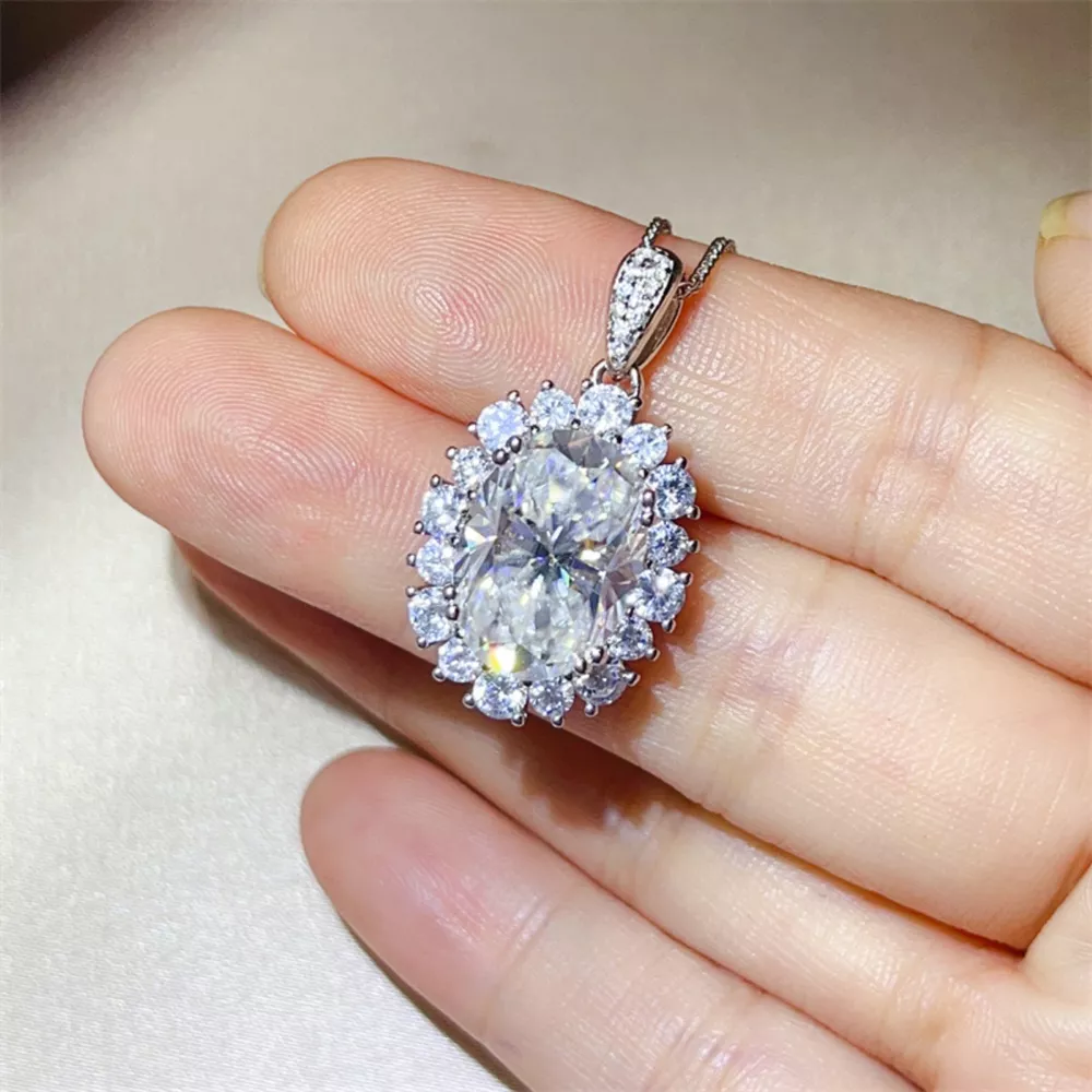 8 Carat Moissanite 925 Sterling Silver Pendant Necklace, image 3