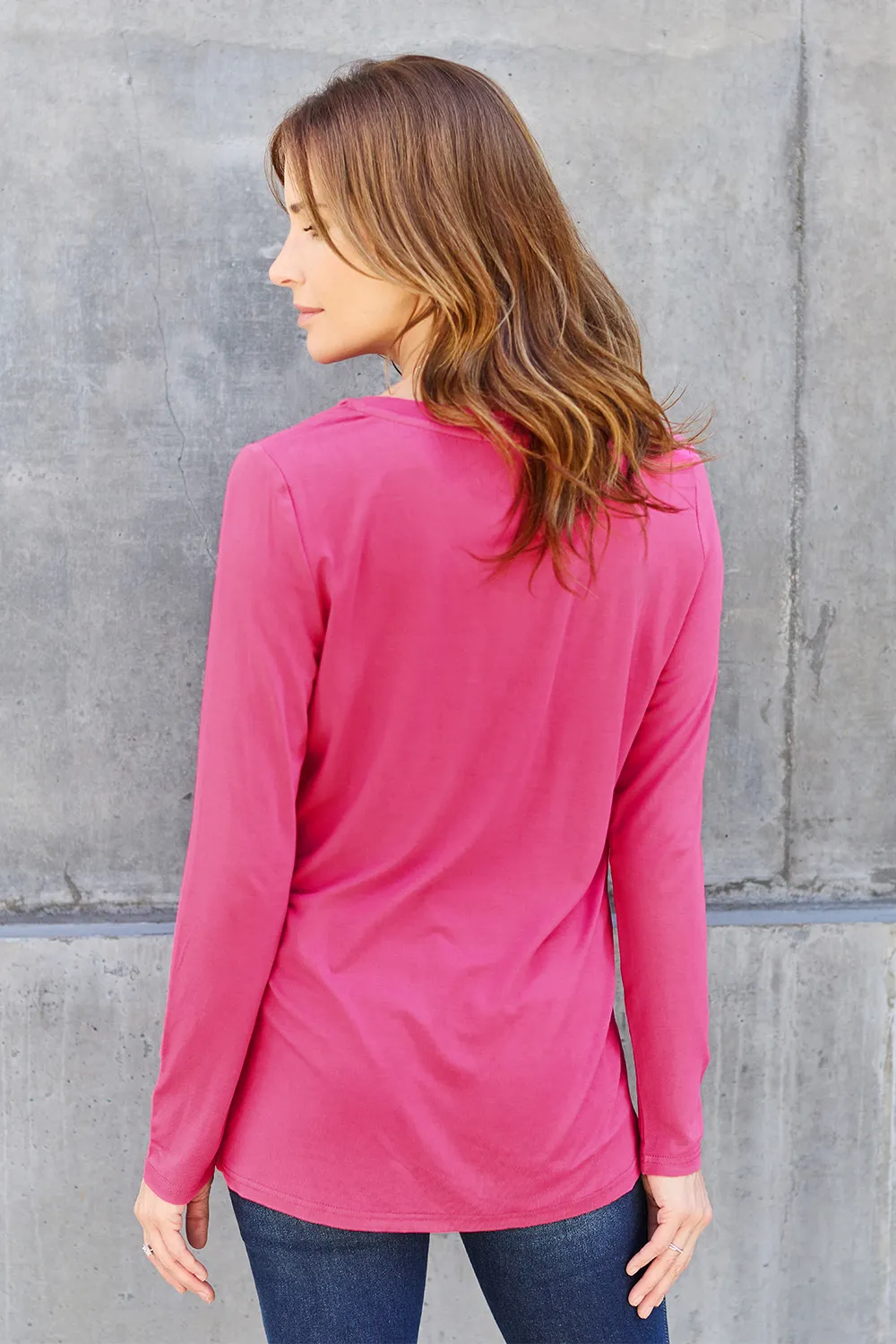 Full Size V-Neck Long Sleeve Top, image 24