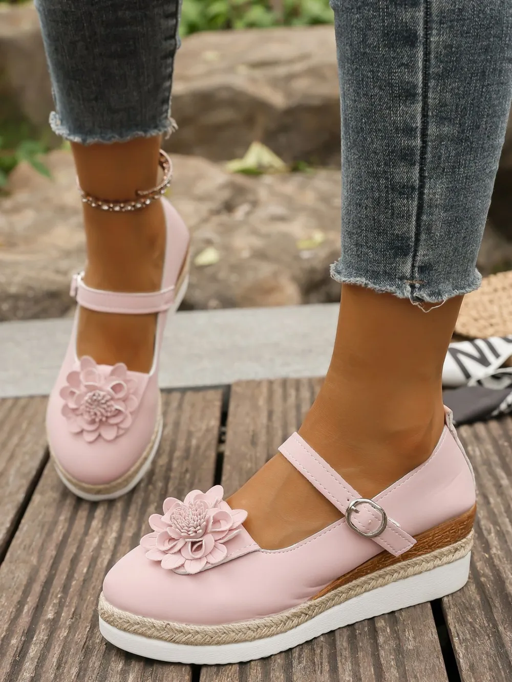 Flower Embellished Mary Jane Loafers, image 12