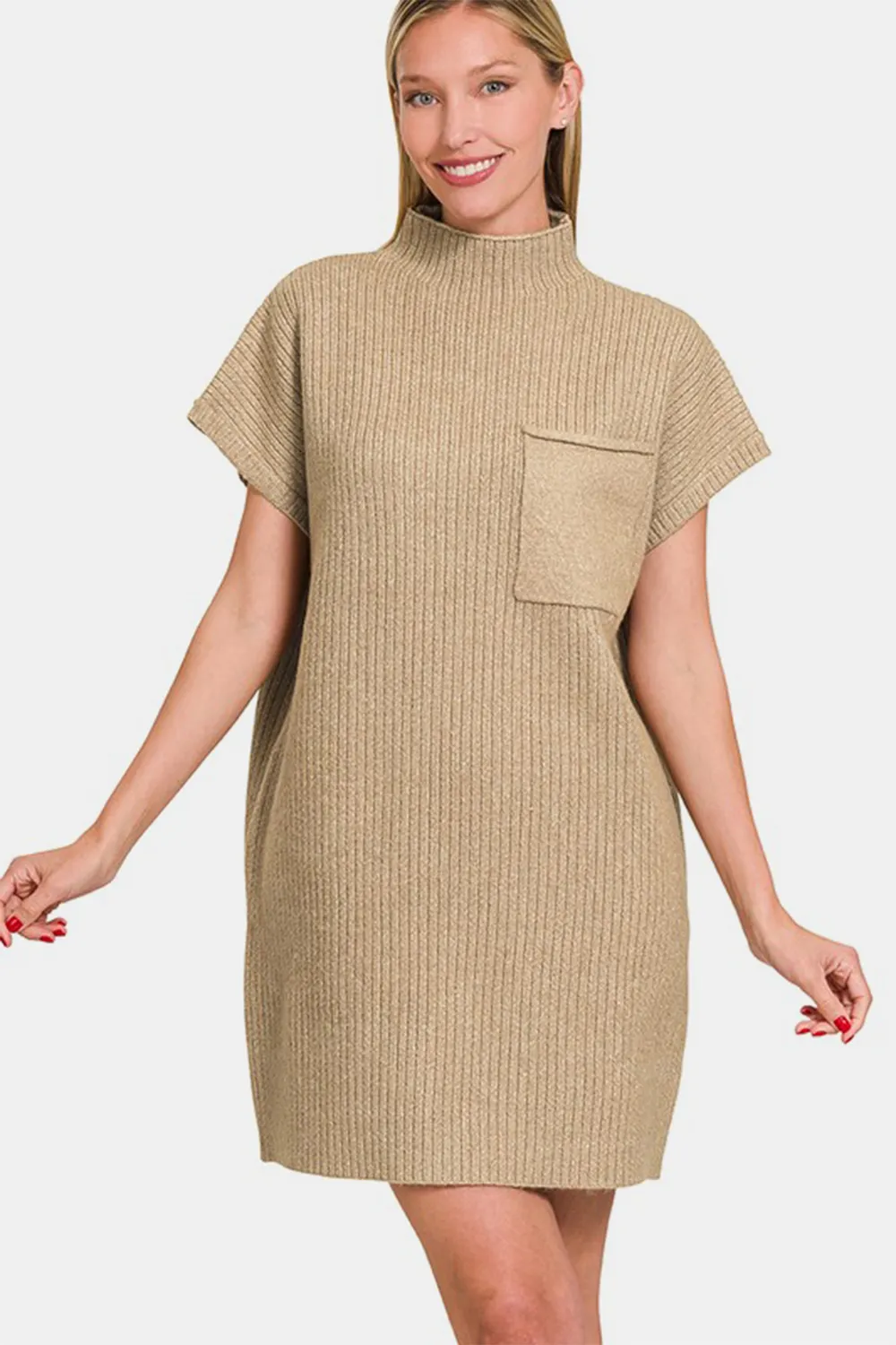 Short Sleeve Sweater Mini Dress, image 3