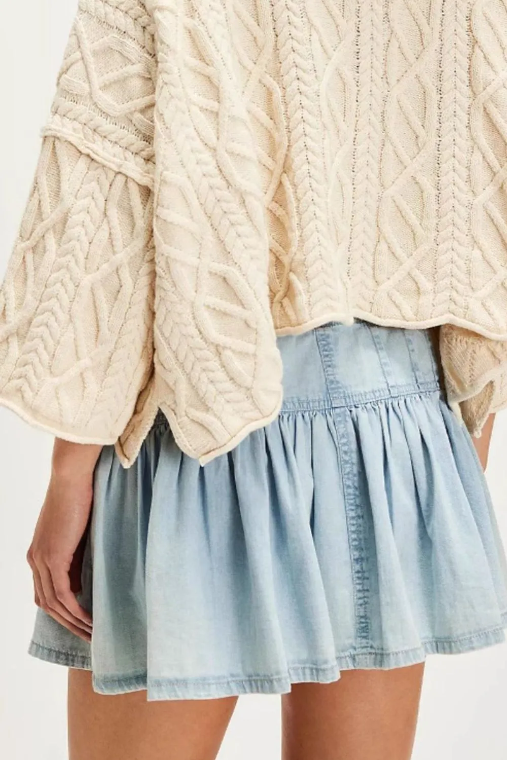 Buttoned Ruffled Mini Denim Skirt, image 8
