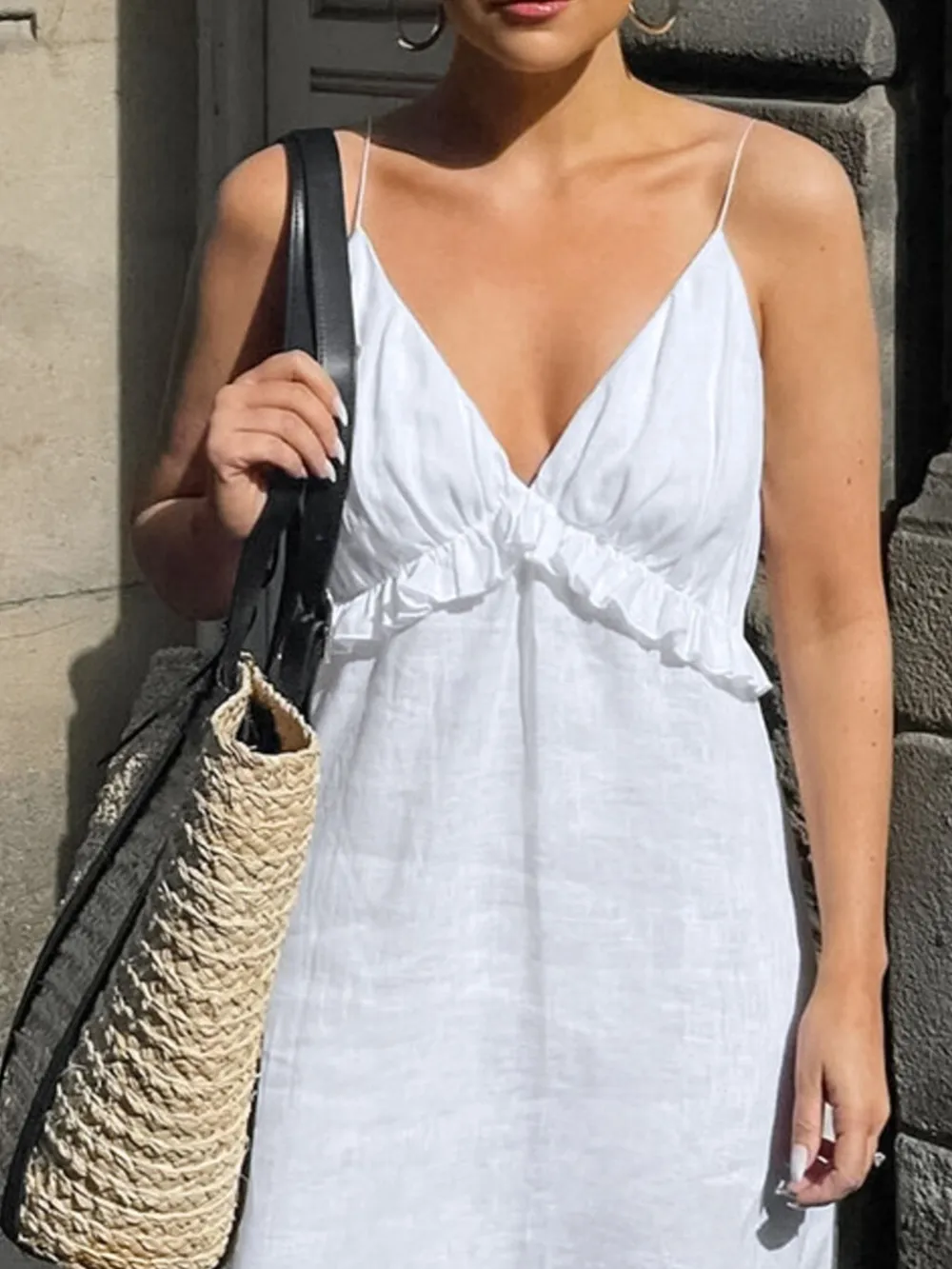 Ruffled V-Neck Maxi Dress, image 7
