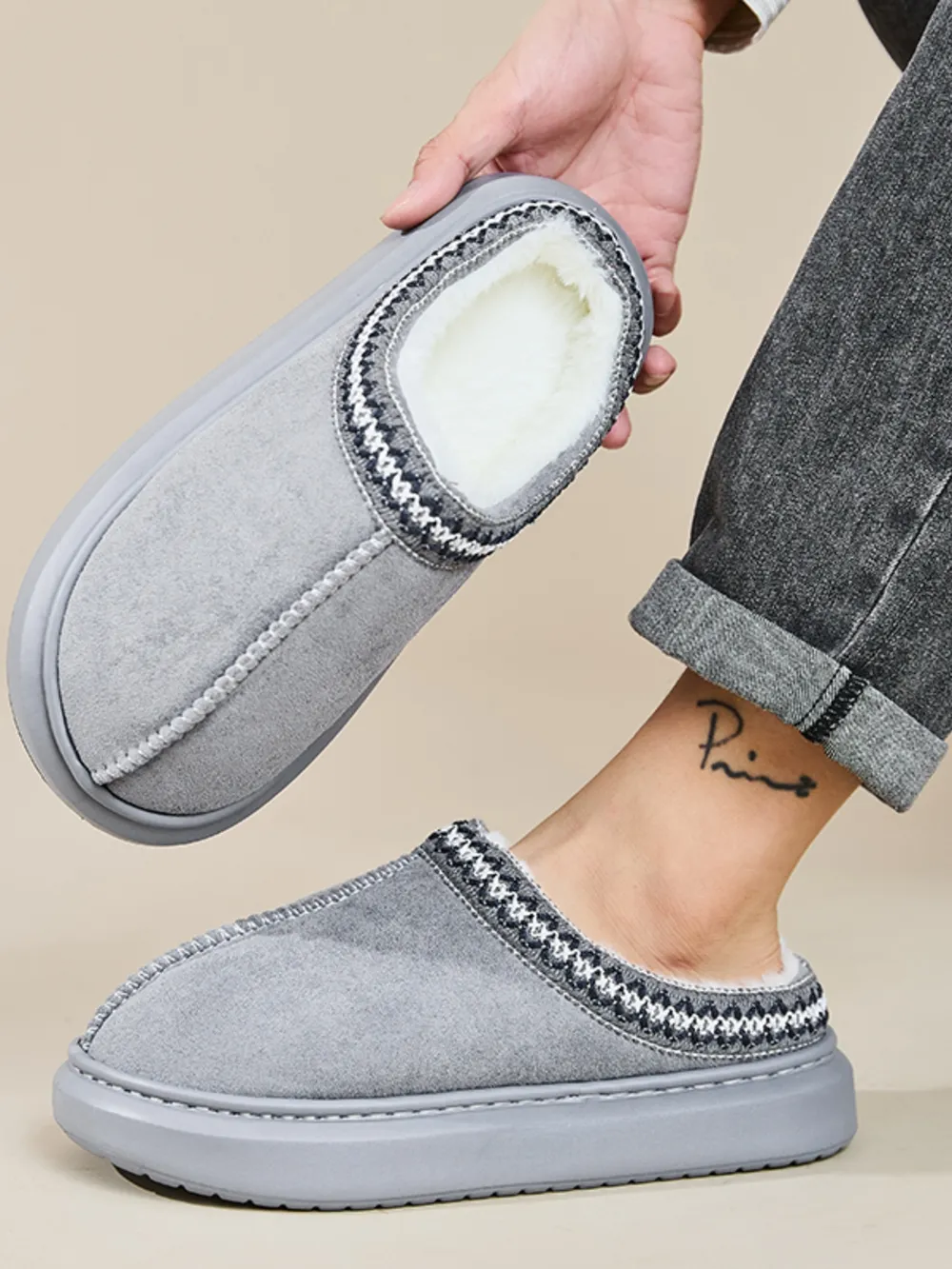 Faux Fur Suede Platform Slippers, image 24
