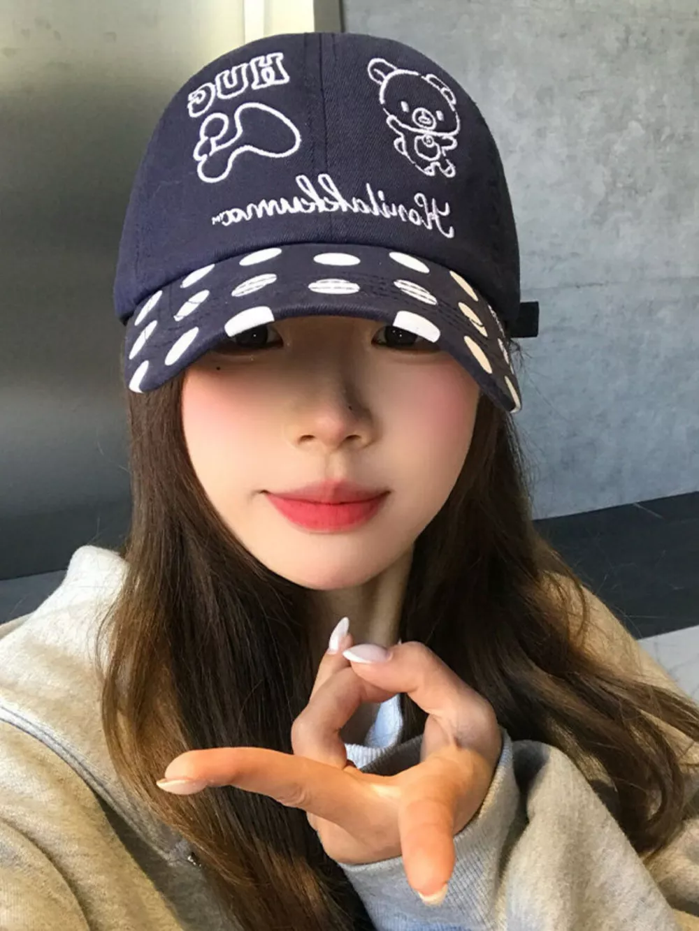 Polka Dot Embroidered Baseball Cap, image 5