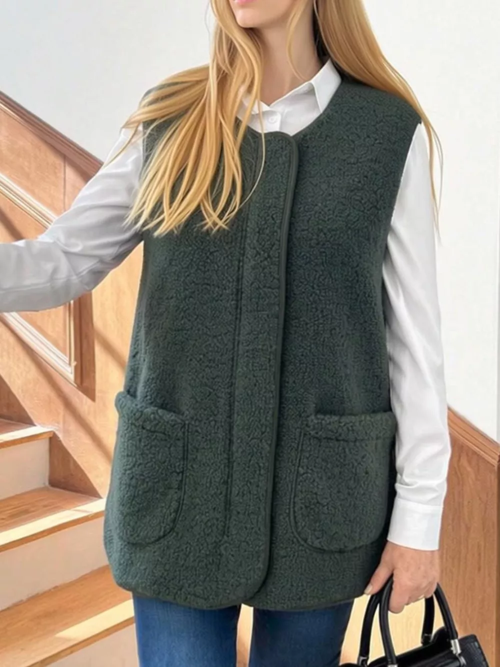 Sherpa Sleeveless Vest Coat, image 13