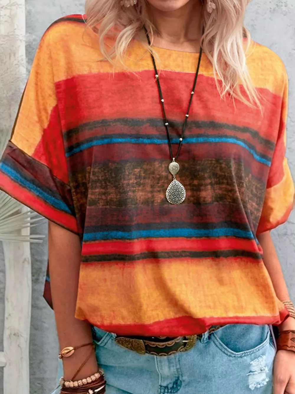 Contrast Round Neck Casual T-Shirt, image 16