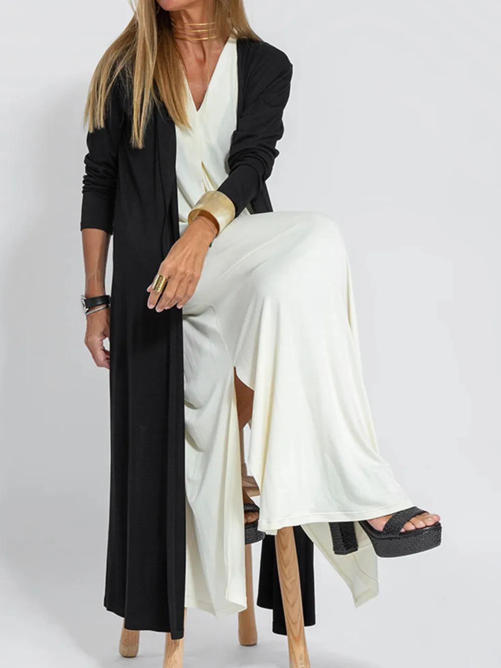 Full Size Open Front Side Slit Longline Cardigan Plus Size, image 12