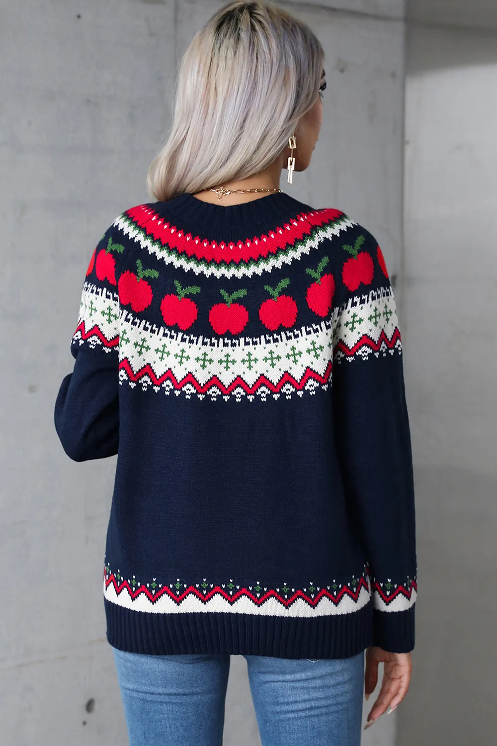 Graphic Round Neck Long Sleeve Sweater, image 5
