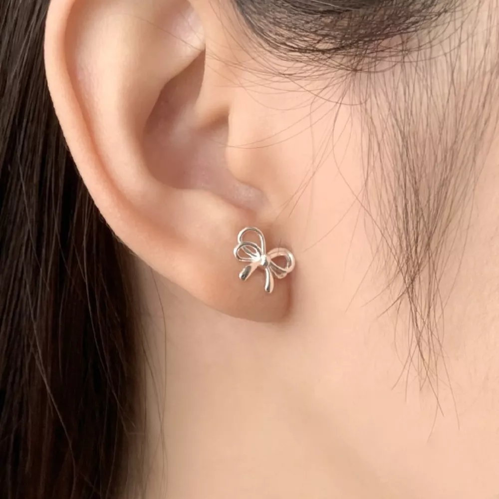 925 Sterling Silver Bow Earrings, image 4