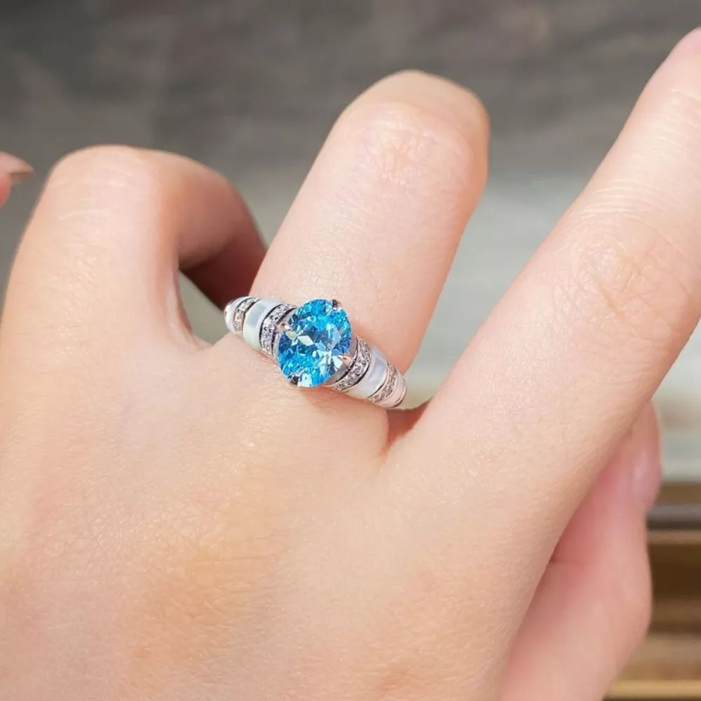 925 Sterling Silver Zircon Geometric Ring, image 3