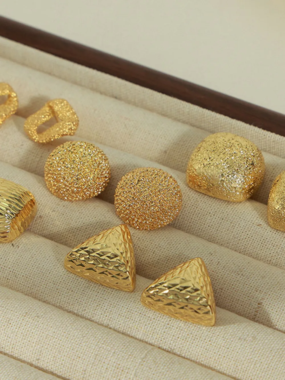 Gold-Plated Geometric Stud Earrings, image 9