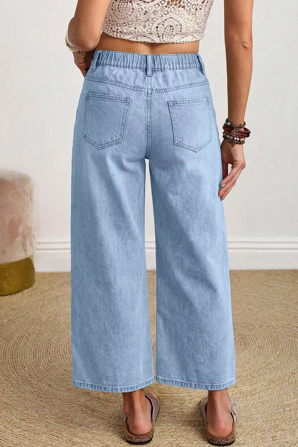 Wide Leg Cropped Jeans, image 4
