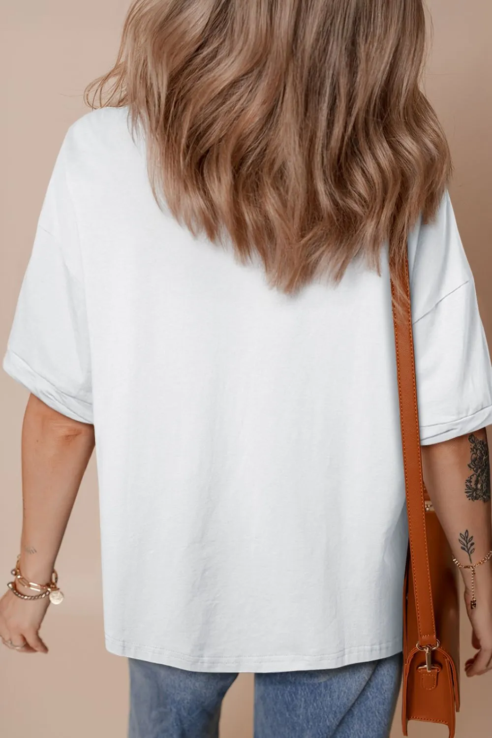 Loose Half Sleeve Hi Low Hem T Shirt, image 23