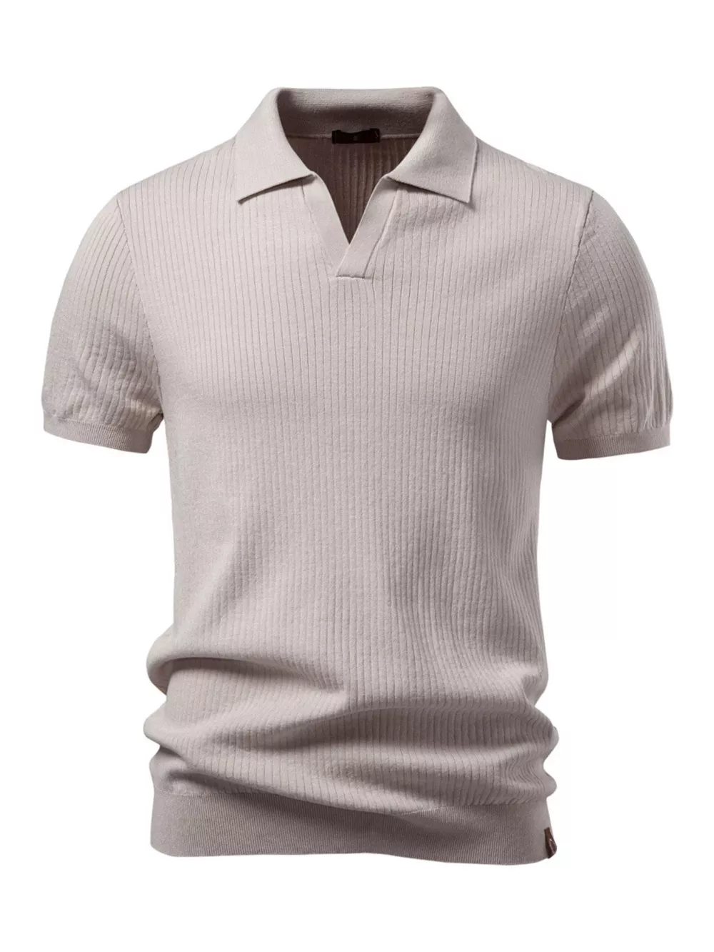 Men's Ribbed Knit Short Sleeve Polo, image 4