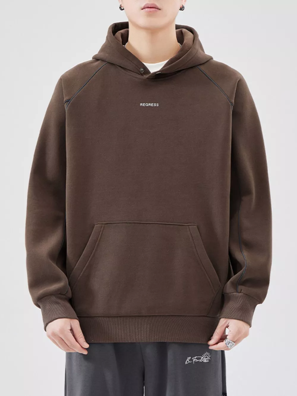 Men's Plus Size Kangaroo Pocket Raglan Sleeve Hoodie