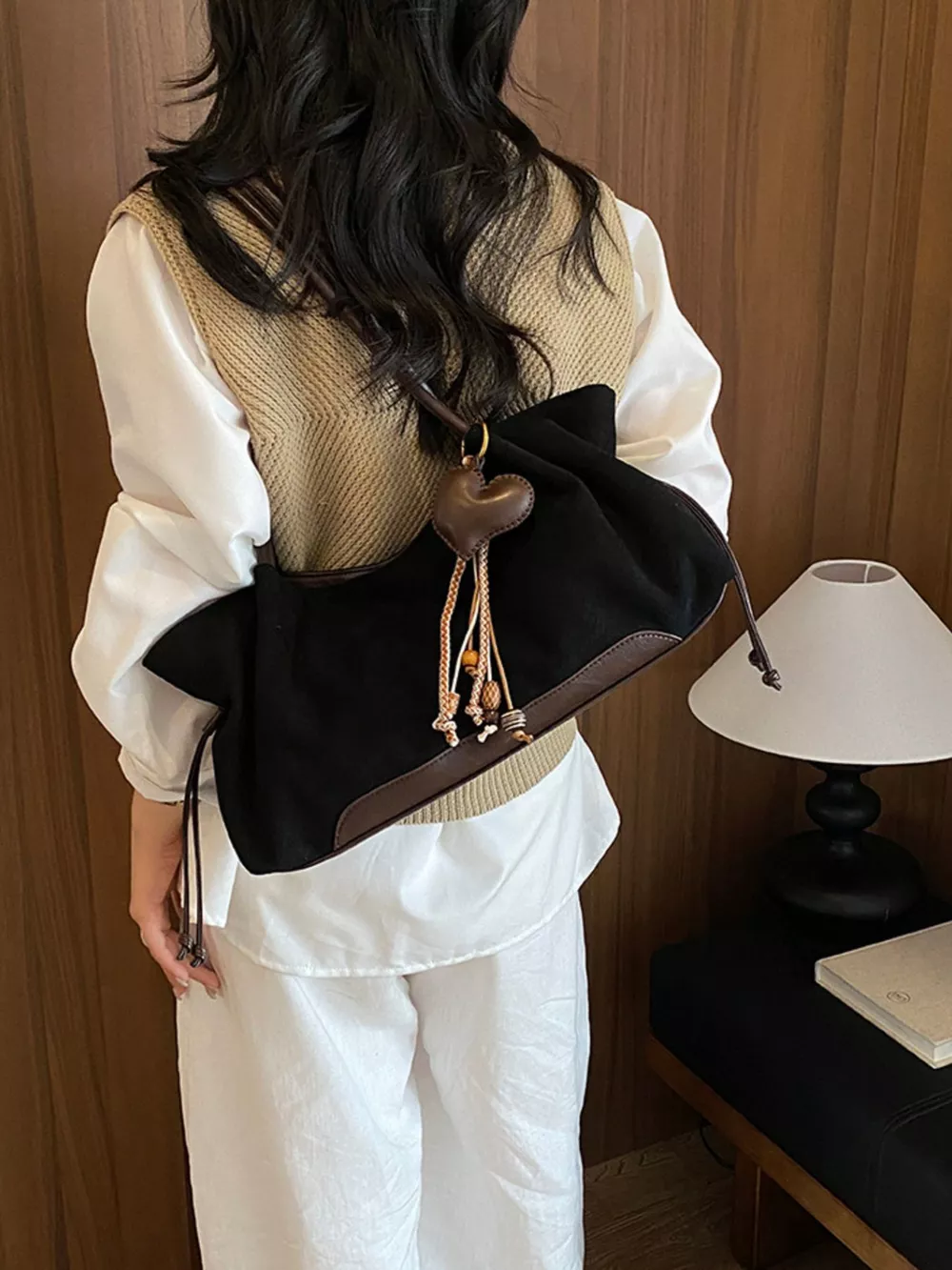 Vintage Drawstring Shoulder Bag, image 6